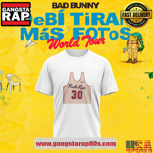 Bad Bunny DeBÍ TiRAR MáS FOToS Puerto Rico Jersey White 3D T Shirt