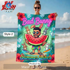 Bad Bunny Summer Vibes Convertible Car Tropical Premium Beach Towel