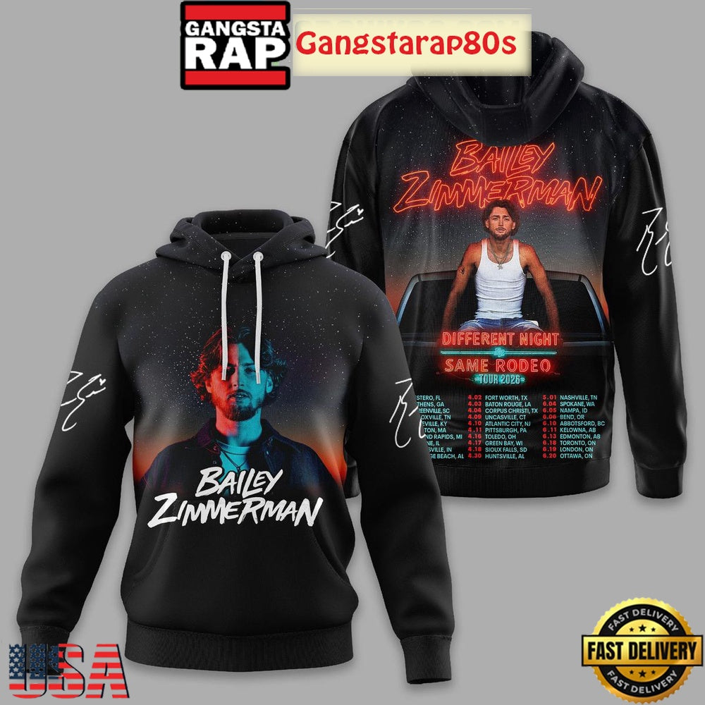 Bailey Zimmerman Different Night Same Rodeo Tour 2026 Special Edition Unisex Hoodie