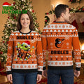 Baltimore Orioles Baby Yoda Christmas Lights Ugly Christmas Sweater