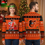 Baltimore Orioles Bird Mascot Santa Christmas Ugly Christmas Sweater