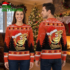 Baltimore Orioles Bird Mascot Santa Hat Ugly Christmas Sweater