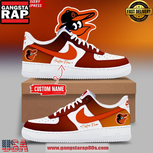 Baltimore Orioles Customized Air Force 1 Running Sneakers Shoes