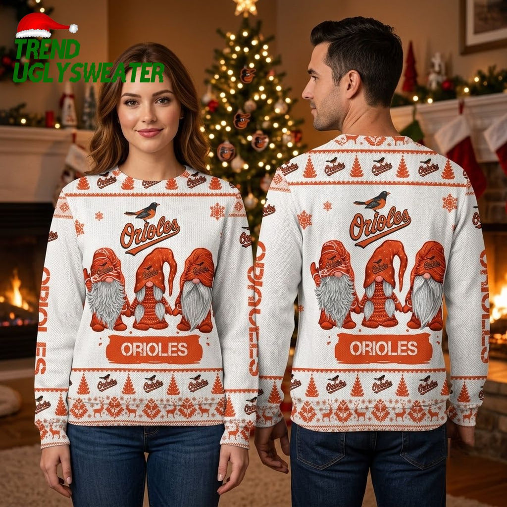 Baltimore Orioles Gnome Family Ugly Christmas Sweater