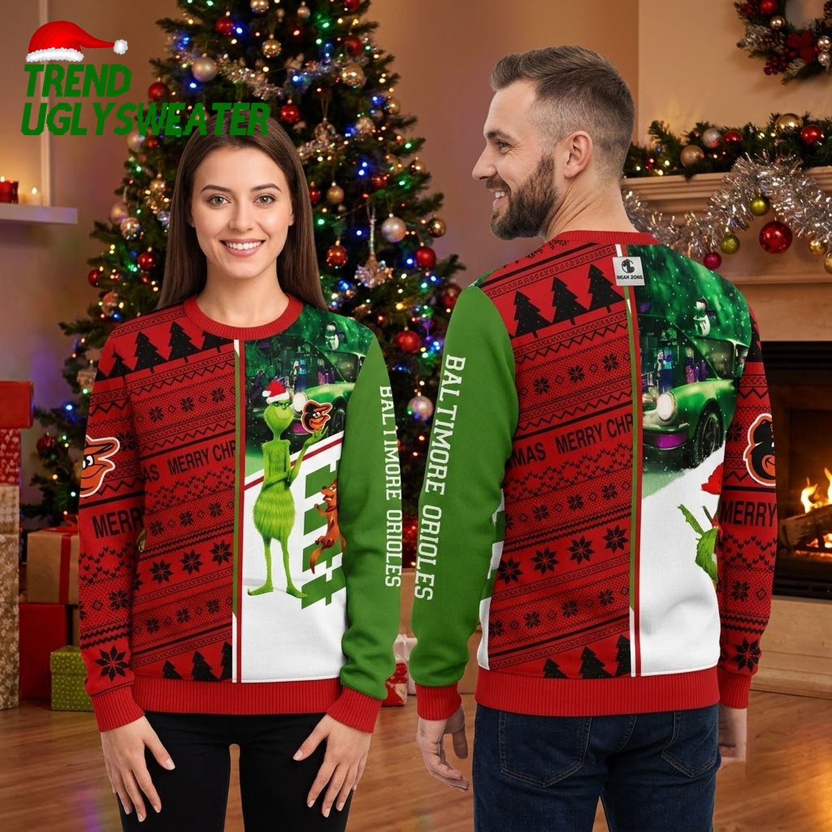 Baltimore Orioles Grinch And Scooby-doo Christmas Ugly Christmas Sweater