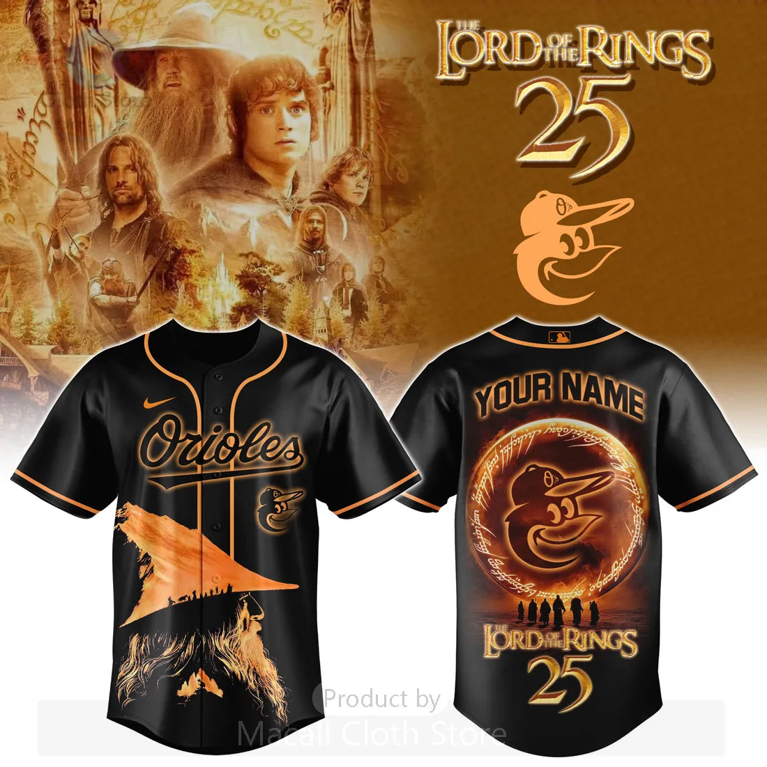 Baltimore Orioles Lord of the Rings Custom Name Baseball Jersey