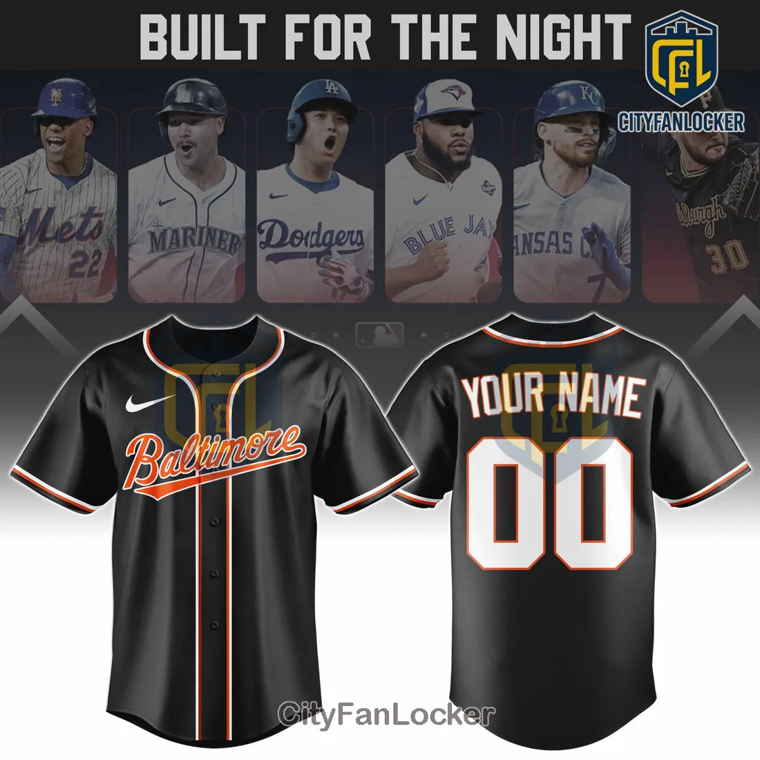 Baltimore Orioles Personalized Black Night Mode Baseball Jersey