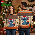 Baltimore Orioles Stitch Santa Hat Ugly Christmas Sweater
