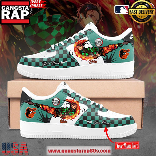 Baltimore Orioles x Demon Slayer Limited Air Force 1 Running Sneakers Shoes