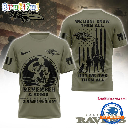 Baltimore Ravens 2026 NFL Celebrating Memorial Day Limited 3D Shirt
