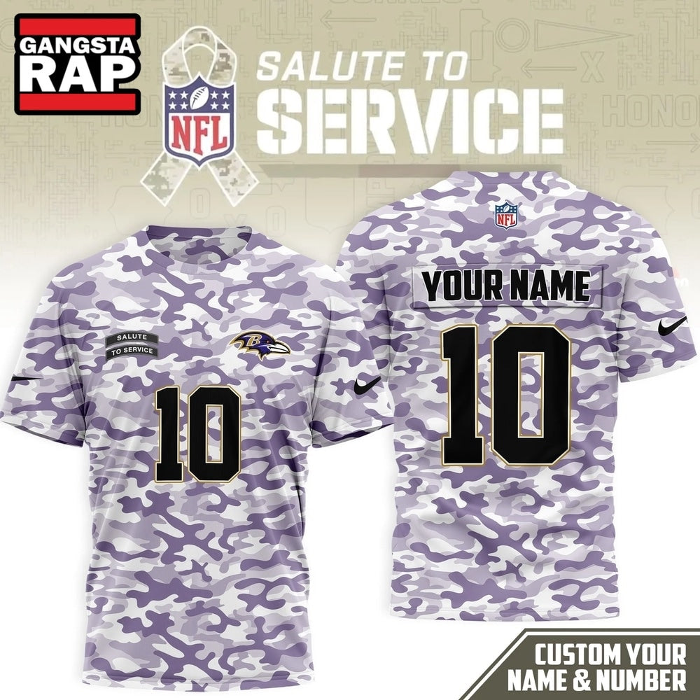 Baltimore Ravens 2026 NFL Salute to Service Camo New Design 3D Shirt, Football New Design Shirt