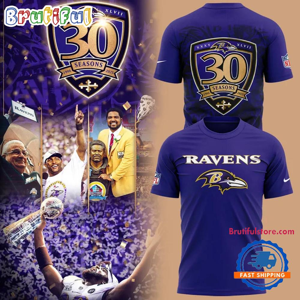Baltimore Ravens 30 Years 1996-2025 Limited Hoodie T-Shirt