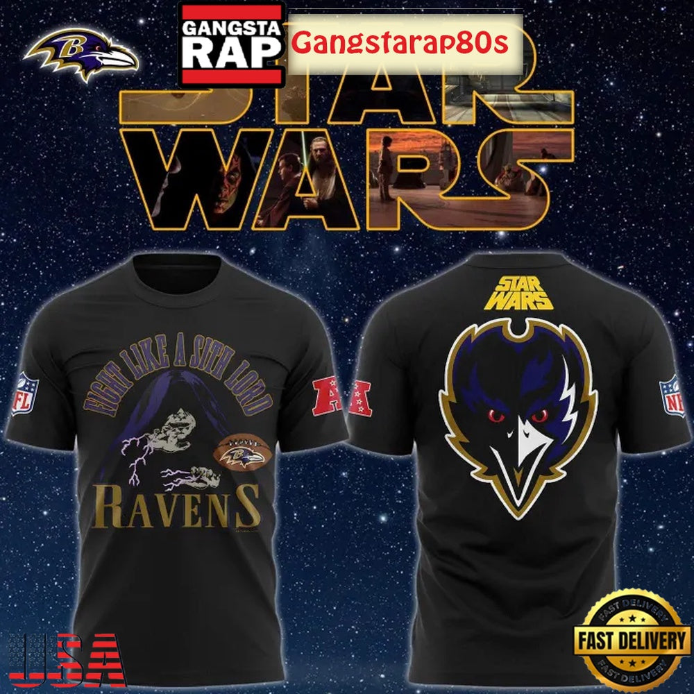 Baltimore Ravens Black 2025 Star Wars Unisex 3D Shirt