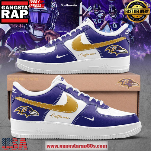 Baltimore Ravens Custom Air Force 1 Running Sneakers Shoes