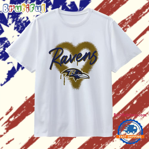 Baltimore Ravens Football Spray Heart T Shirt