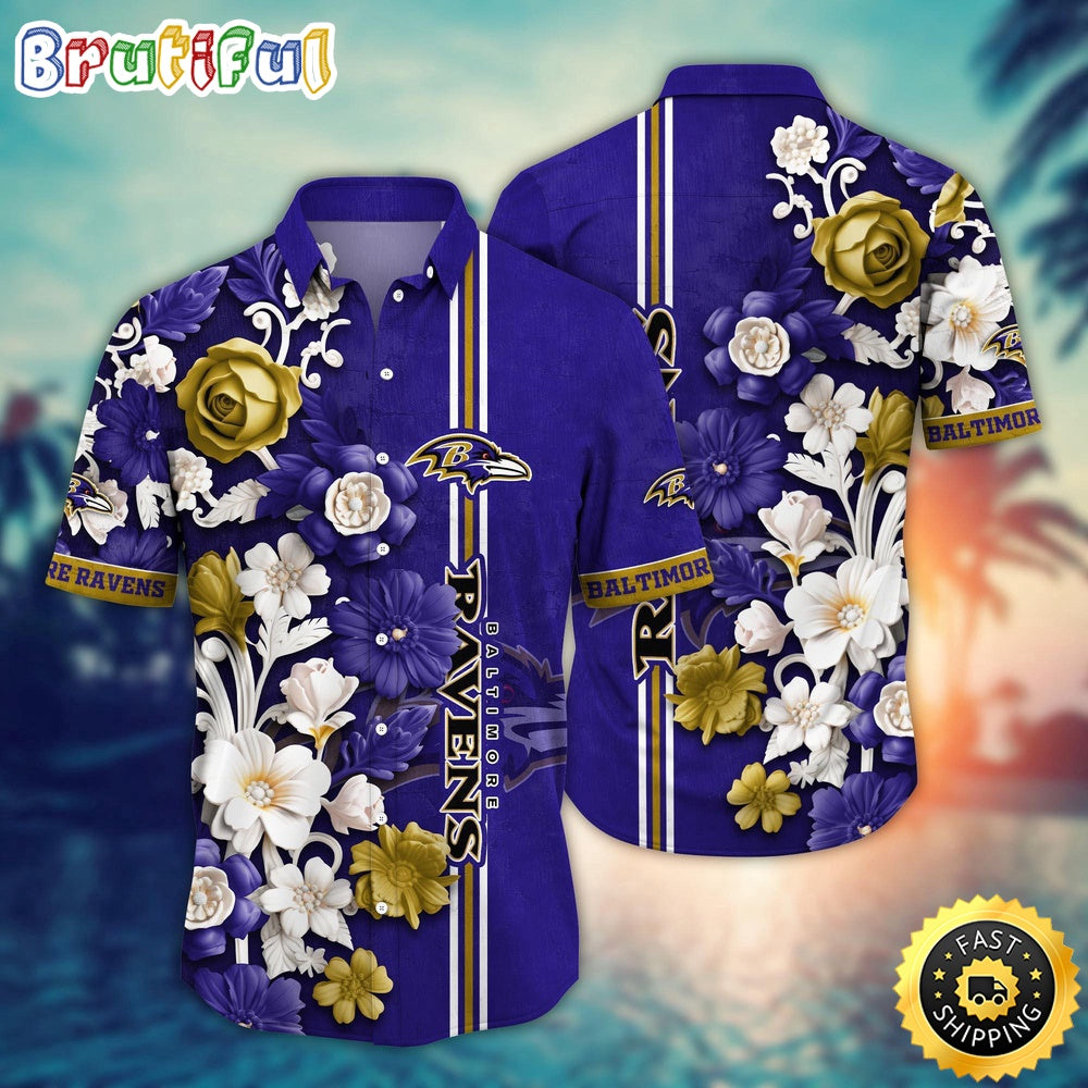 Baltimore Ravens Hawaii Shirt Flower Aloha Shirt For Football Fans