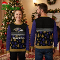 Baltimore Ravens Logo Christmas Tree Pattern Ugly Christmas Sweater