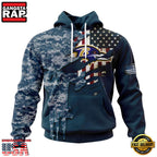 NFL Baltimore Ravens Navy Camo Veteran All Over Print Hoodie
