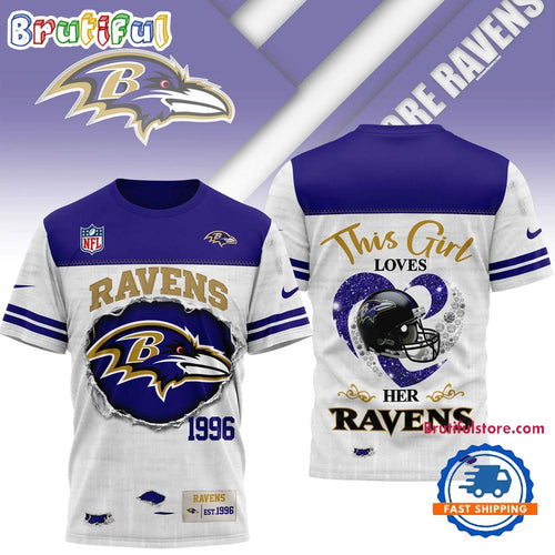 Baltimore Ravens NFL Girl Heart & Helmet 3D Shirt