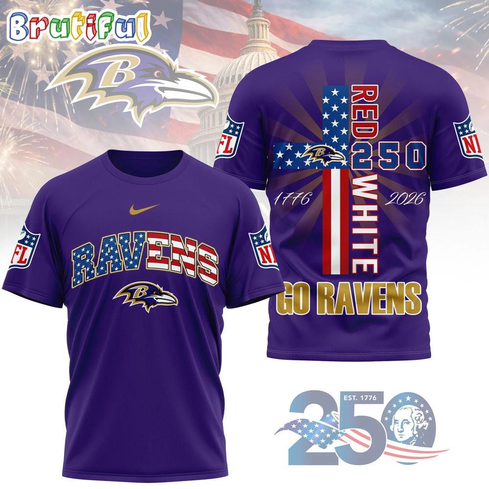 Baltimore Ravens NFL God America 250 Years Limited Edition 3D Shirt