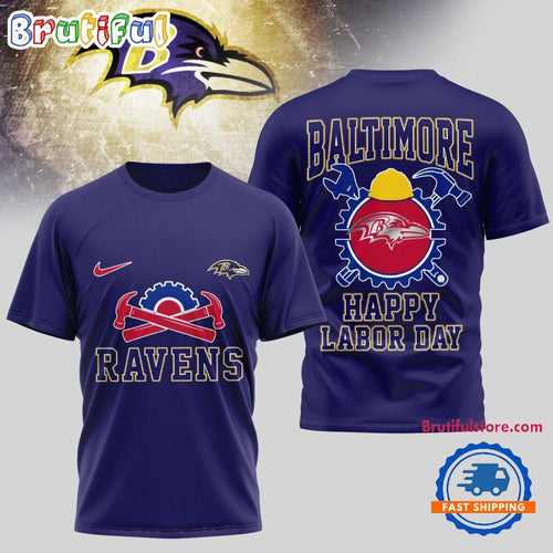 Baltimore Ravens NFL Happy Labor Day 2025 Uniesx 3D Shirt