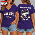 Baltimore Ravens NFL Hello Kitty Football V Neck T Shirt