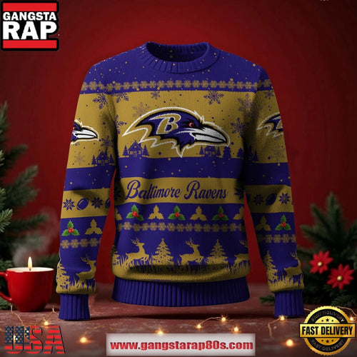 Baltimore Ravens NFL Holiday Spirit Ugly Christmas Sweater
