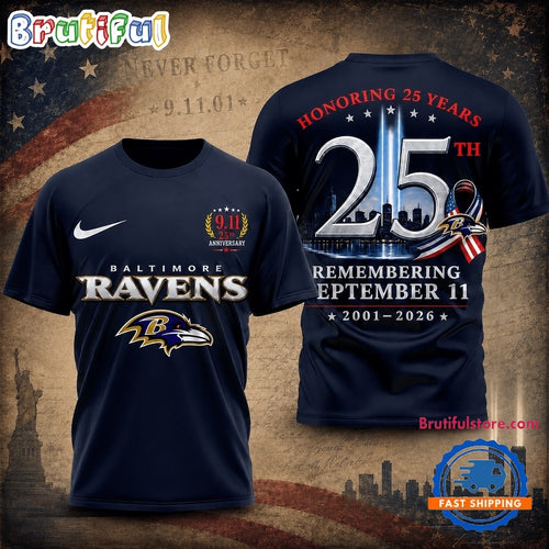Baltimore Ravens NFL Honoring 25 Years Remembering September 11 T Shirt
