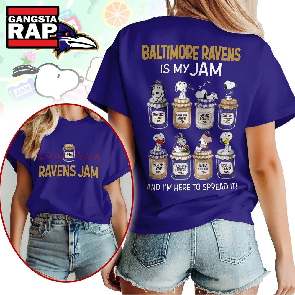 Baltimore Ravens NFL Jam Snoopy Peanuts Football Fan 3D Shirt, Football New Design Shirt