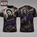 Baltimore Ravens NFL Michael Myers Sunday Nightmares Horror Halloween 3D T Shirt, Football New Design Shirt