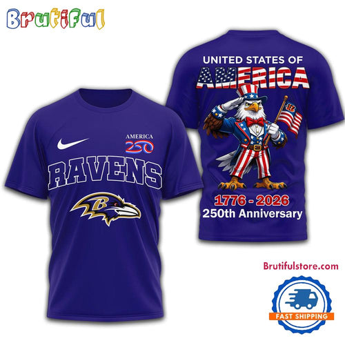 Baltimore Ravens NFL United States of American 250th Anniversary 3D T Shirt
