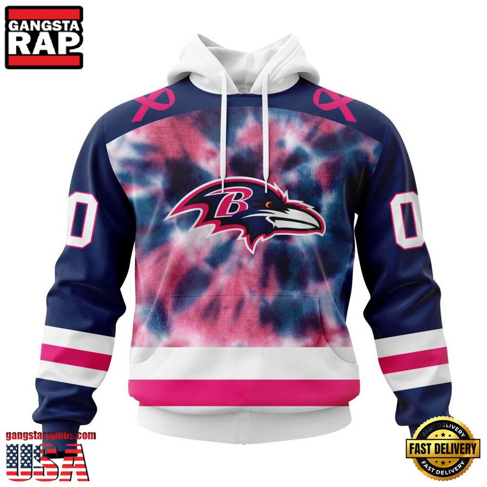 NFL Baltimore Ravens Pink Fight Breast Cancer All Over Print Hoodie