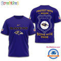 Baltimore Ravens Protech With Honor Police Serve With Pride 3D Shirt