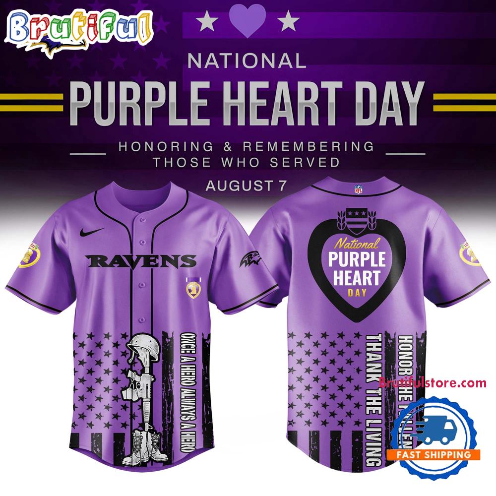 Baltimore Ravens Purple Heart Day Limited Edition Baseball Jersey