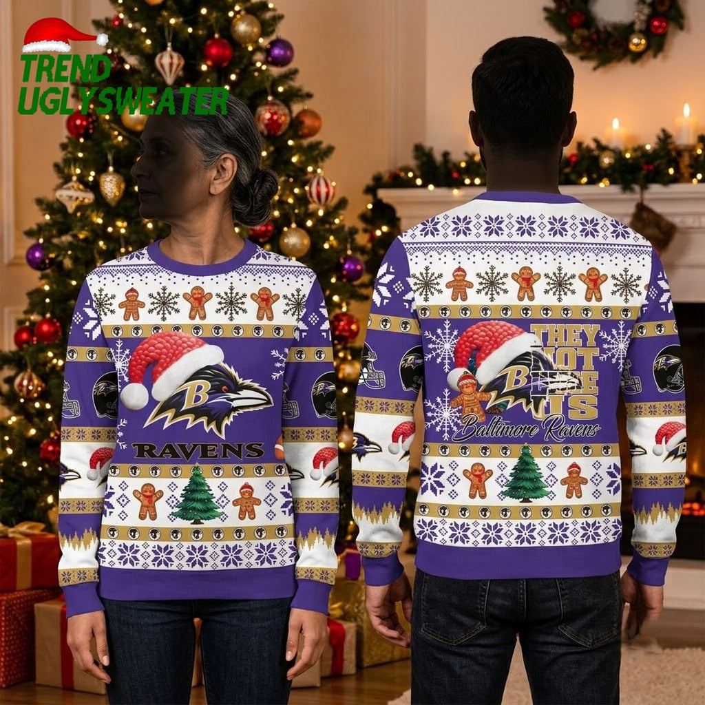 Baltimore Ravens Santa Hat They Not Like Us Ugly Christmas Sweater