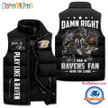 Baltimore Ravens Sporty Mascot Design Sleeveless Puffer Jacket