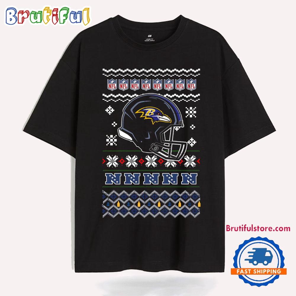 Baltimore Ravens Football Logo Team Helmet Merry Chritmas 2024 T Shirt
