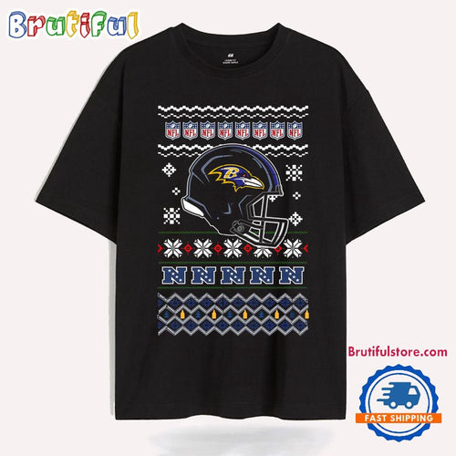Baltimore Ravens Football Logo Team Helmet Merry Chritmas 2024 T Shirt