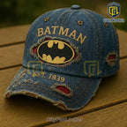 Batman Dark Knight EST 1939 Distressed Blue Denim Baseball Cap