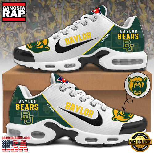 NCAA Custom Name Baylor Bears Football Mascot Symbol Air Max Plus Shoes Running Sneakers