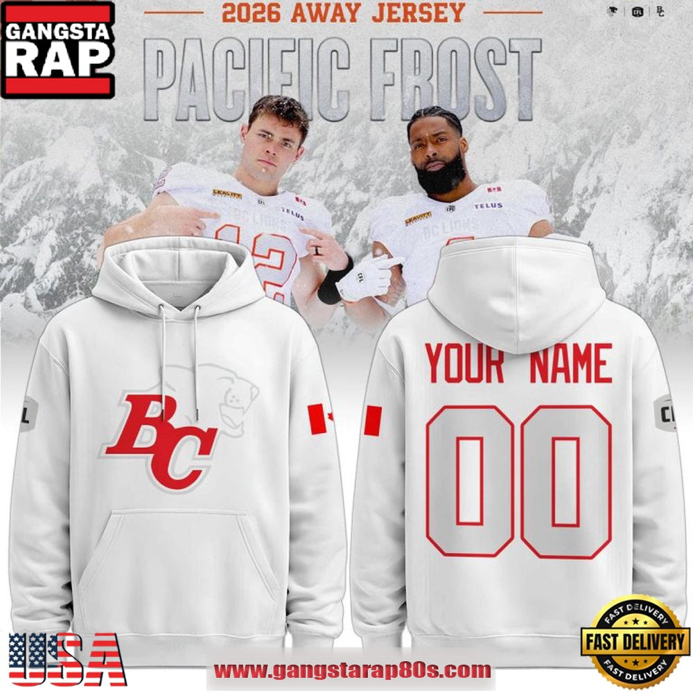BC Lions 2026 Pacific Frost Personalized Sports Graphic Hoodie