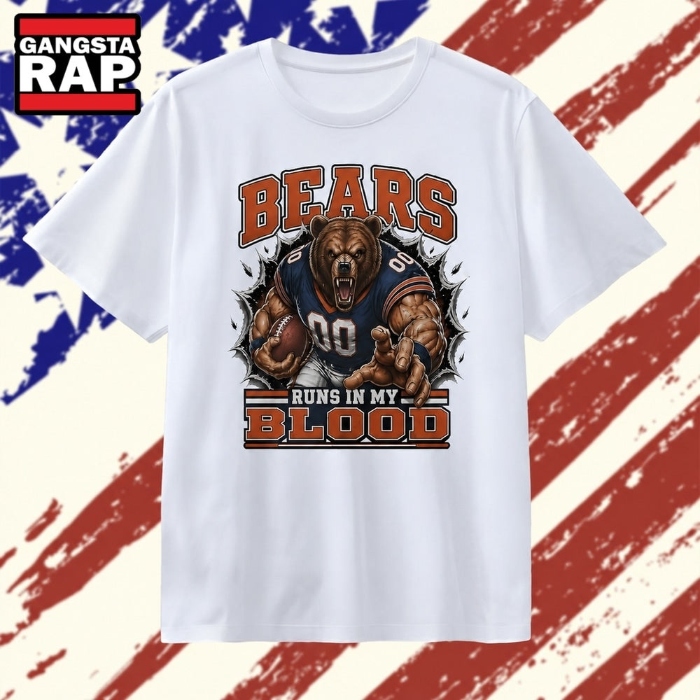 Bears Runs in My Blood Football Fan NFL T Shirt