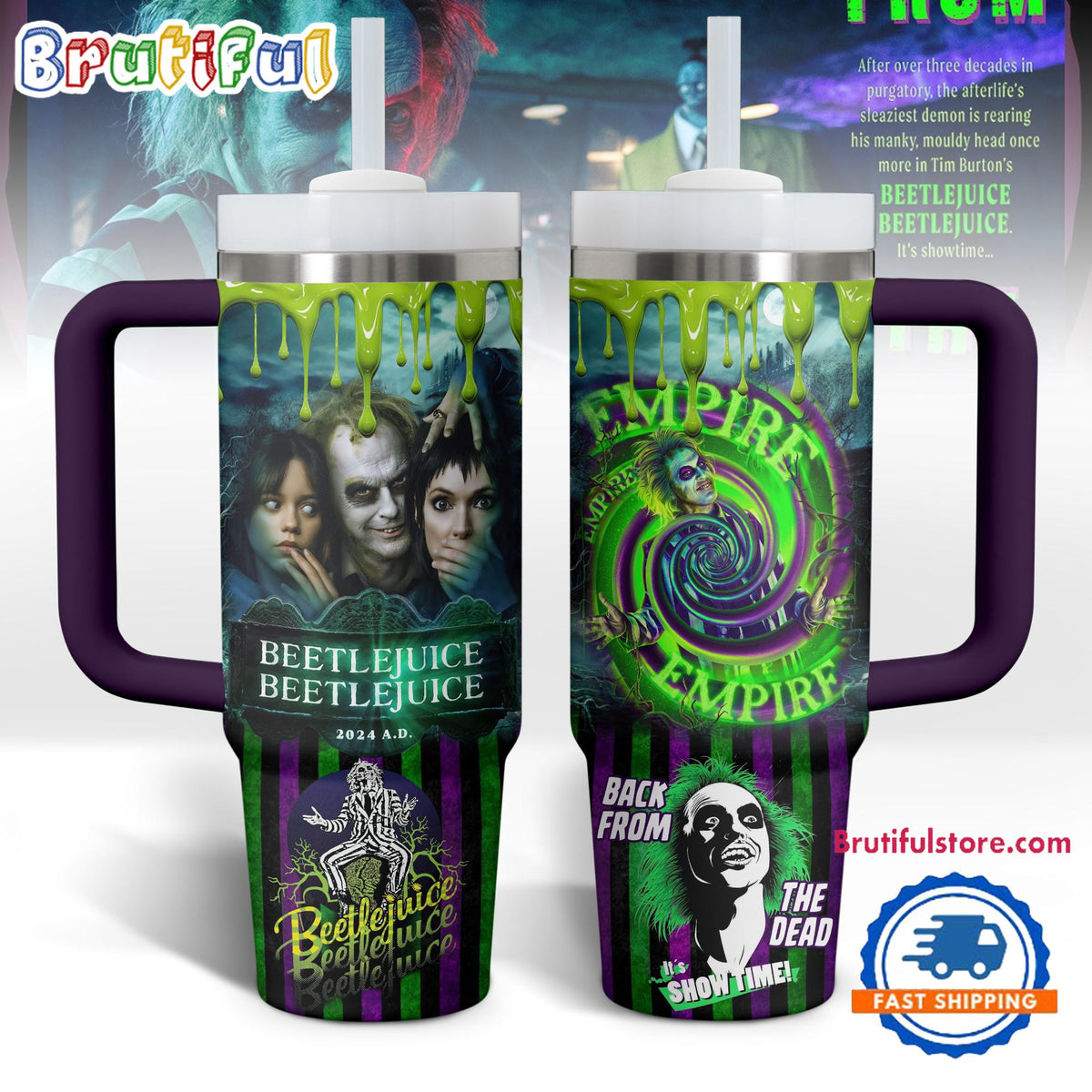 Beetlejuice Beetlejuice Halloween Movies Graphics Design Stanley Tumbler 40oz1