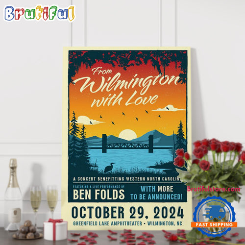 Ben Folds From Wilmington, With Love Oct 29 2024 Greenfield Lake Amphitheater Wilmington NC Wall Art Poster Canvas