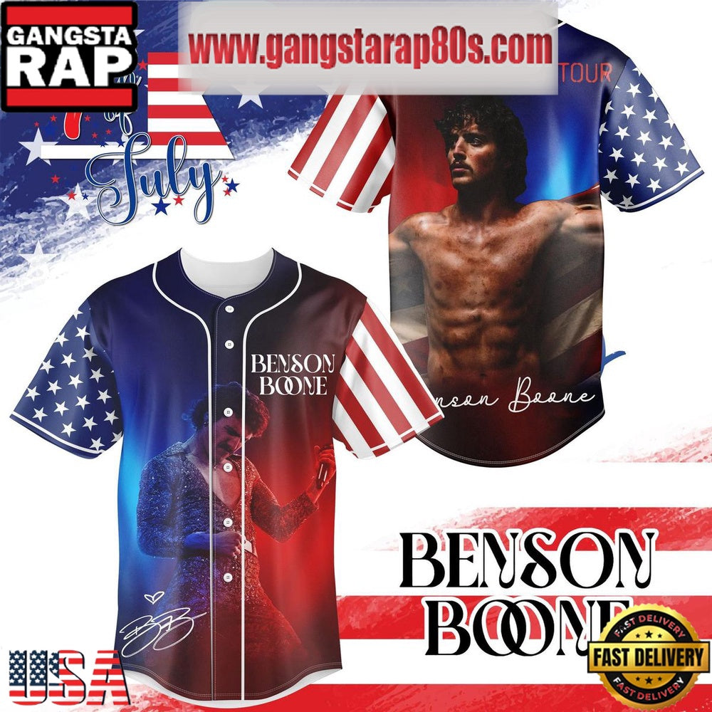Benson Boone American Heart Tour 4th Of July Baseball Jersey Shirt