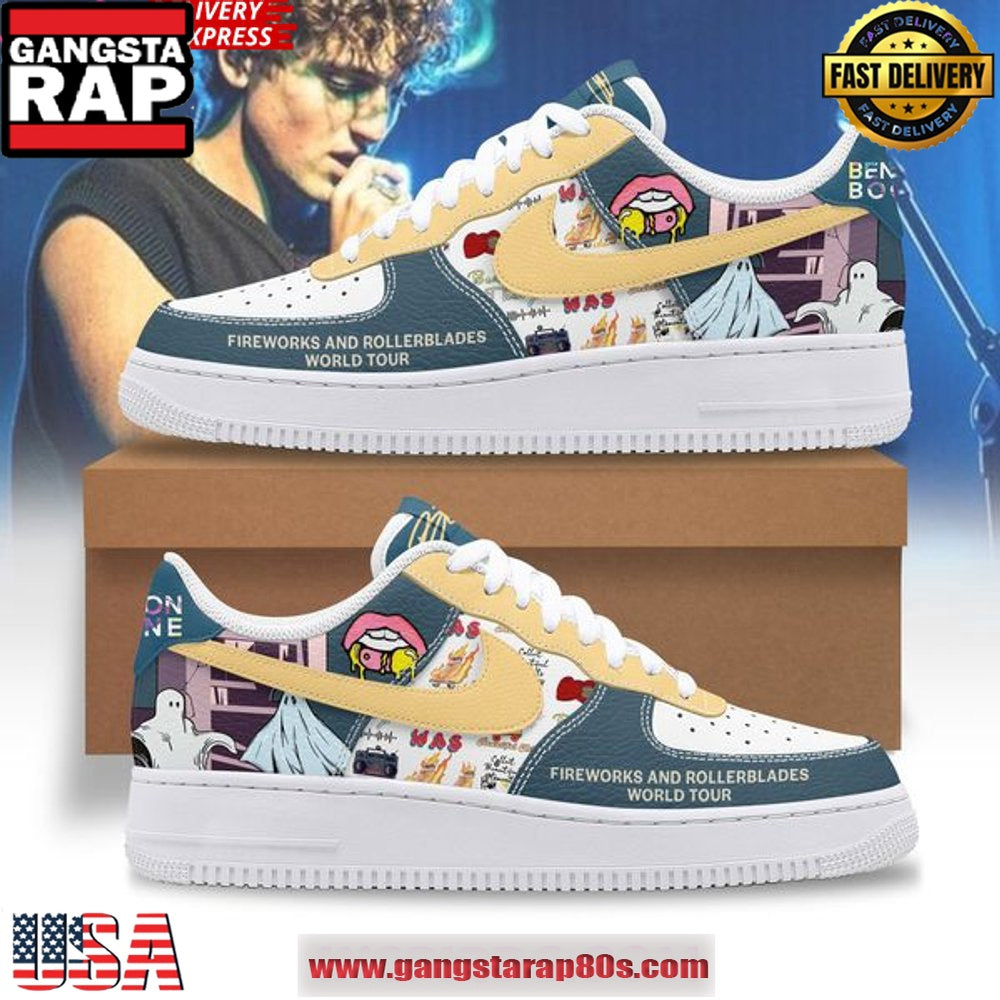 Benson Boone Fireworks and Rollerblades World Tour Air Force 1 Sneakers Shoes