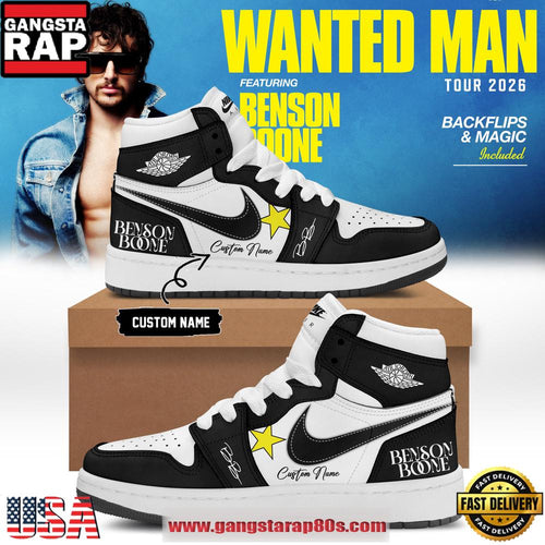 Benson Boone Wanted Man Tour 2026 Signature Black Custom Air Jordan 1 Shoes Running Sneakers
