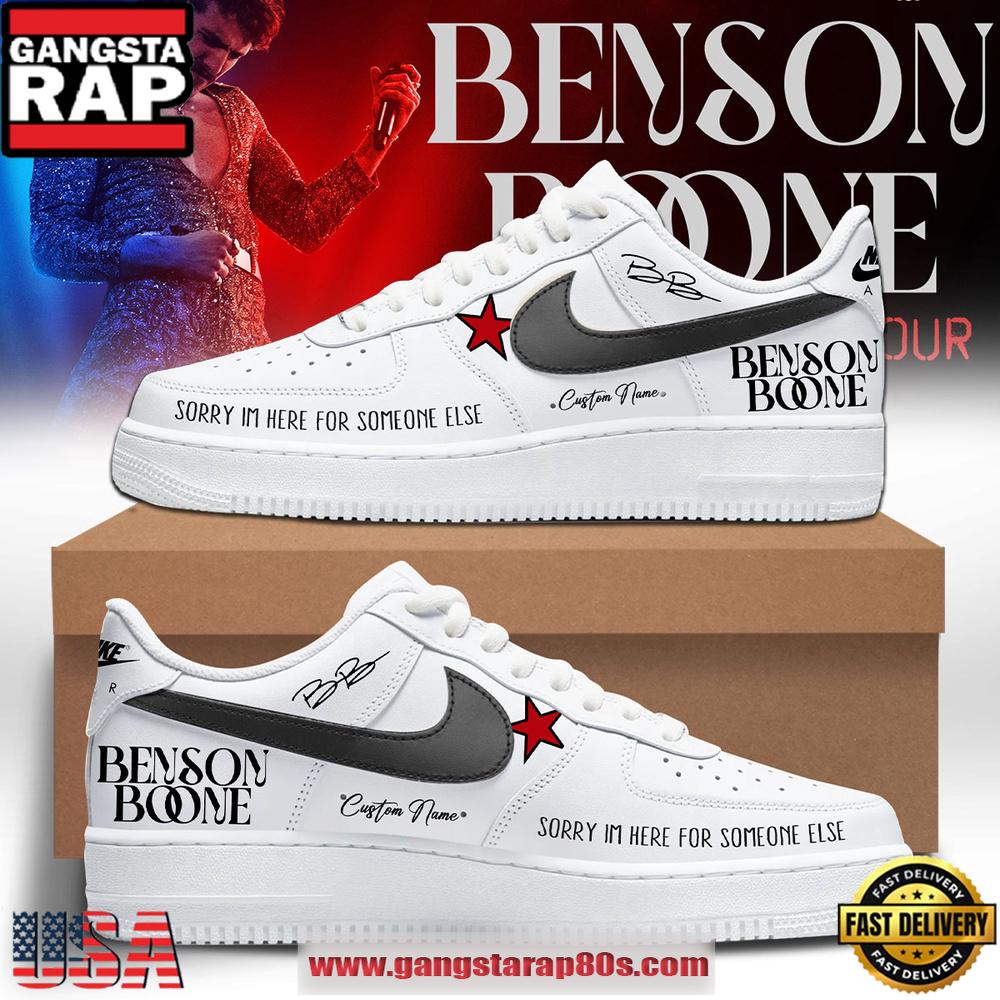 Benson Boone’s American Heart World Tour 2025 Black White Custom Air Force 1 Sneakers Shoes