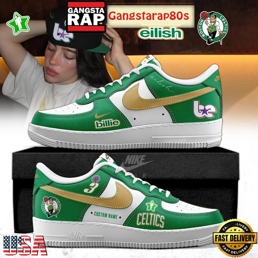 Billie Eilish x Boston Celtics 2025 Custom Air Force 1 Sneakers Shoes
