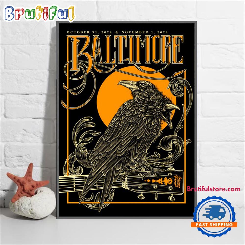 Billy Strings CFG Bank Arena Baltimore MD Oct 31 & Nov 1 2024 Gold Foil Embellished Poster Canvas Art